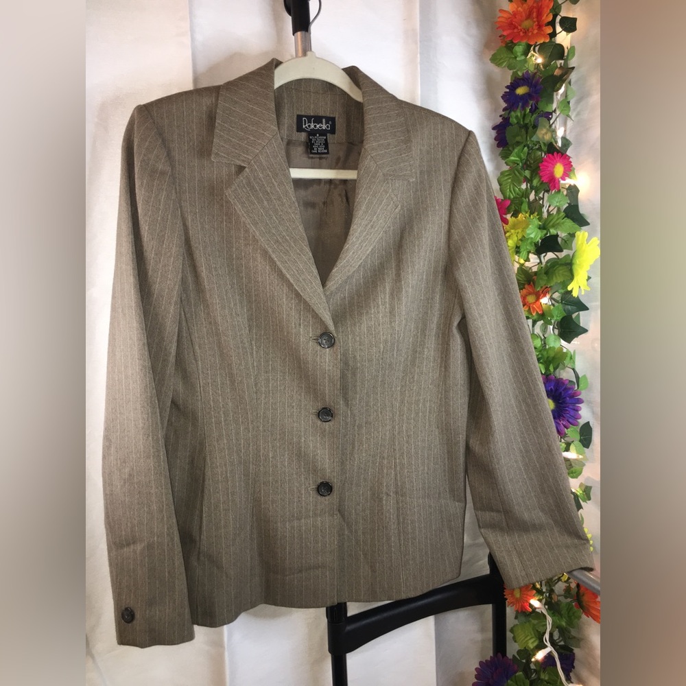 Rafaella | Women’s Brown PinStripe Blazer Jacket